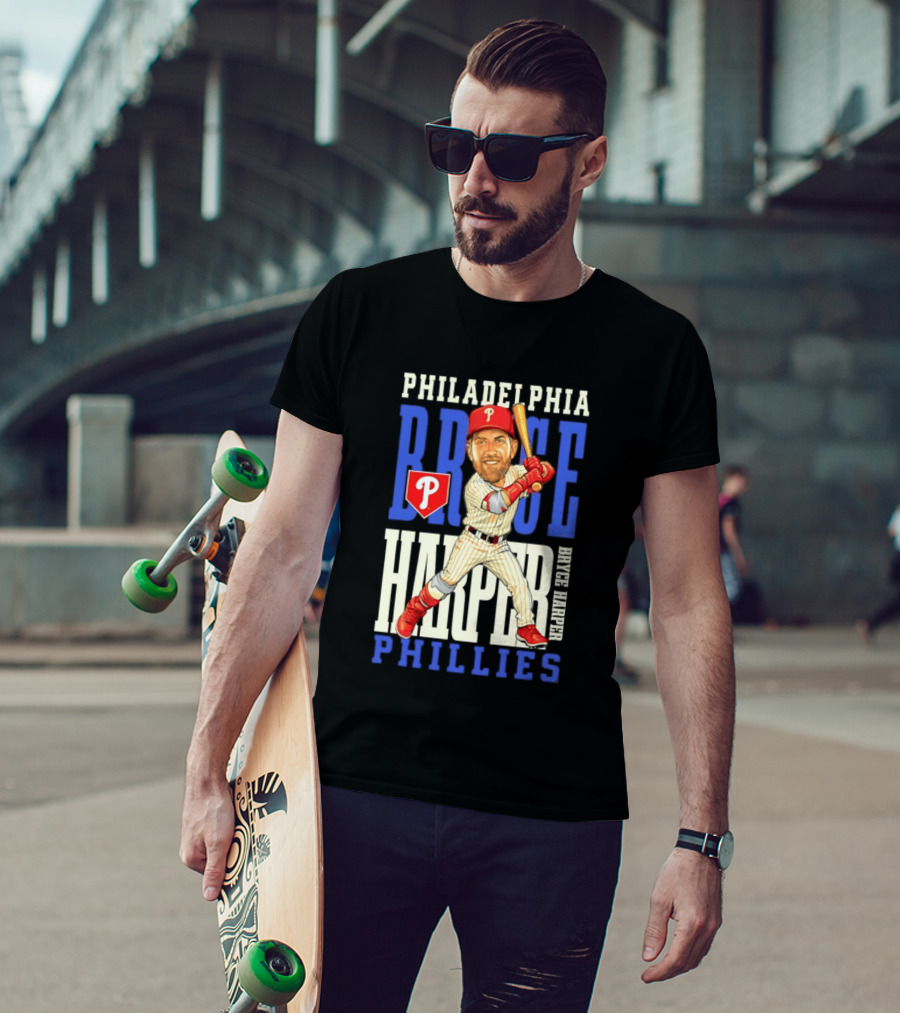 Philadelphia Phillies Bryce Harper Baseball Caricature Clash T-Shirt