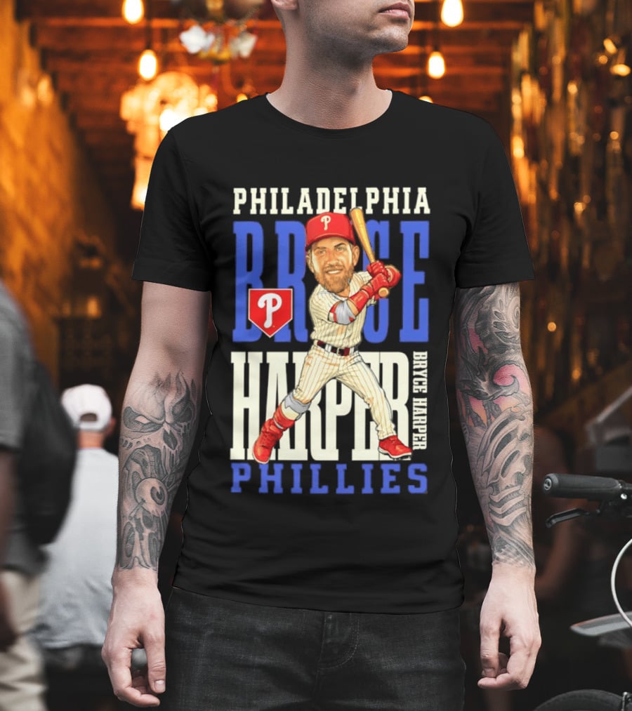 Philadelphia Phillies Bryce Harper Baseball Caricature Clash T-Shirt
