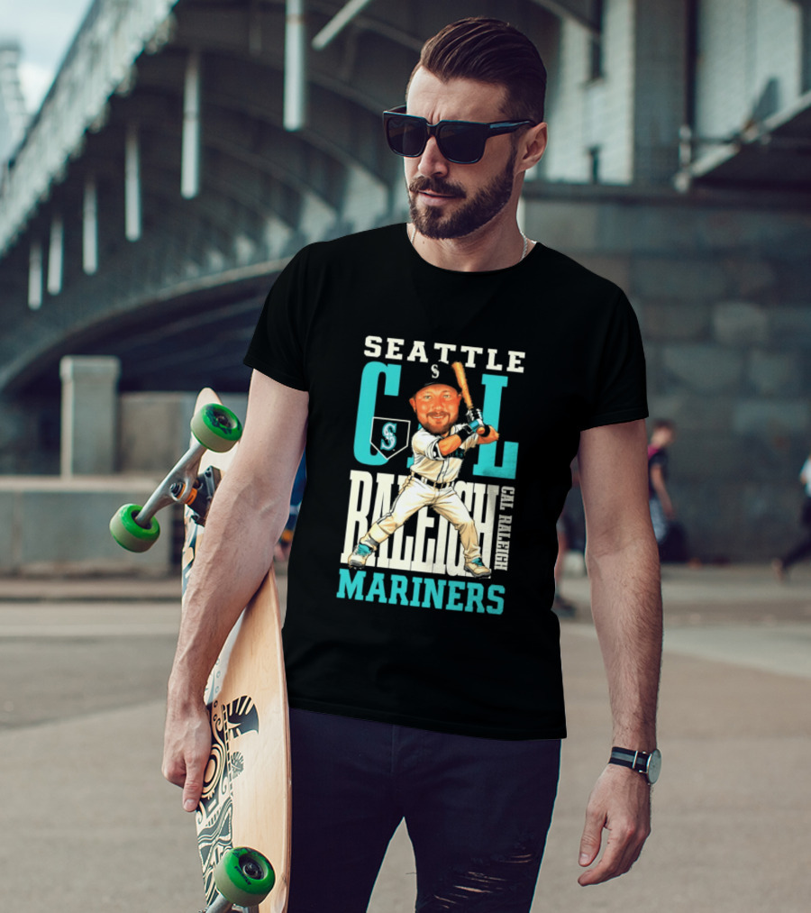 Seattle Mariners Cal Raleigh Baseball Caricature Mariners T-Shirt