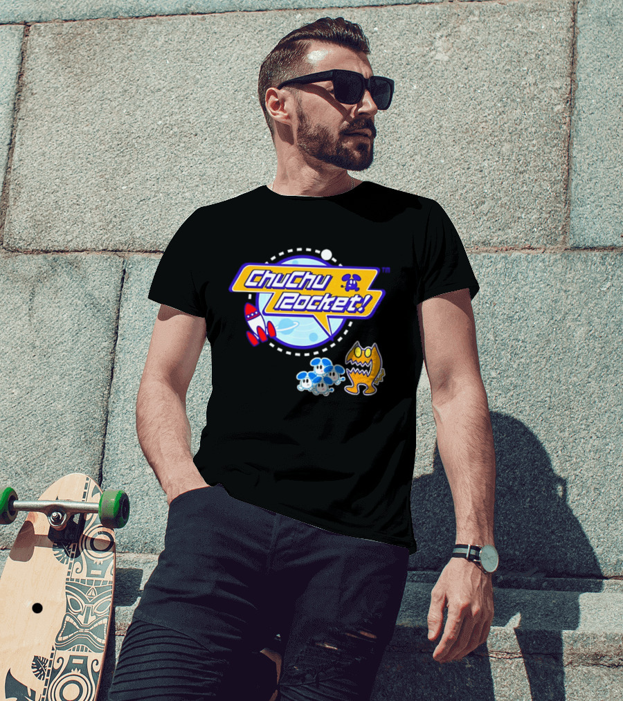 ChuChu Rocket Iconic Game Logo With Spaceship And Characters T-Shirt