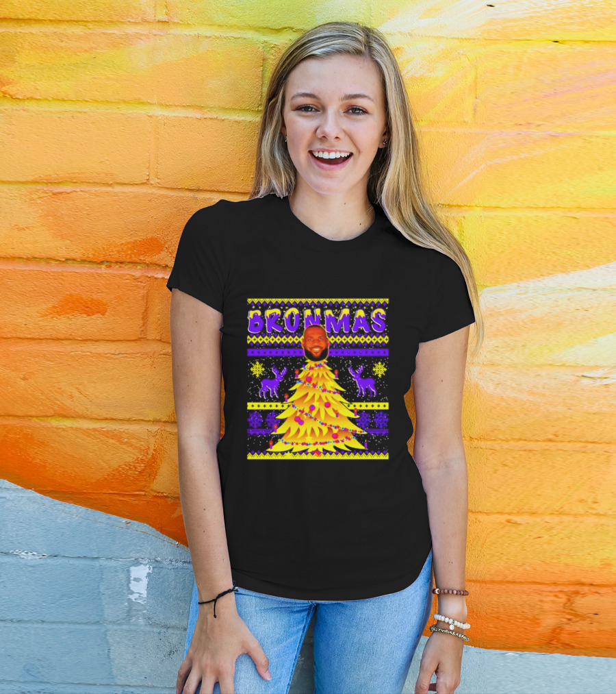LeBron James Bronmas Christmas Tree Philadelphia 76ers Festive Reindeer T-Shirt