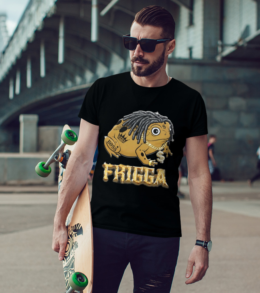 Frigga Boss Frog Crown Tattoos Dollar Chain T-Shirt