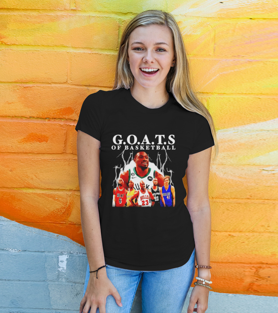 G.O.A.T.S Of Basketball Giannis Antetokounmpo LeBron James Kobe Bryant Michael Jordan Tim Duncan Dirk Nowitzki T-Shirt