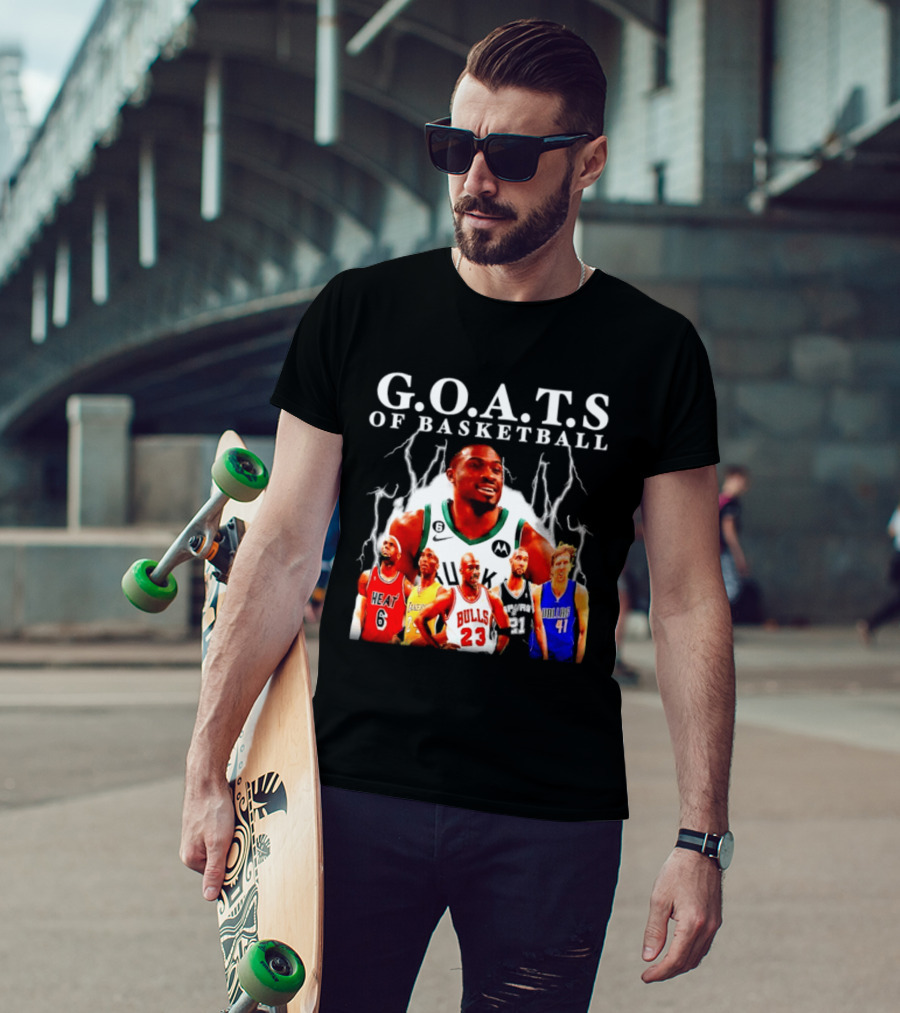 G.O.A.T.S Of Basketball Giannis Antetokounmpo LeBron James Kobe Bryant Michael Jordan Tim Duncan Dirk Nowitzki T-Shirt