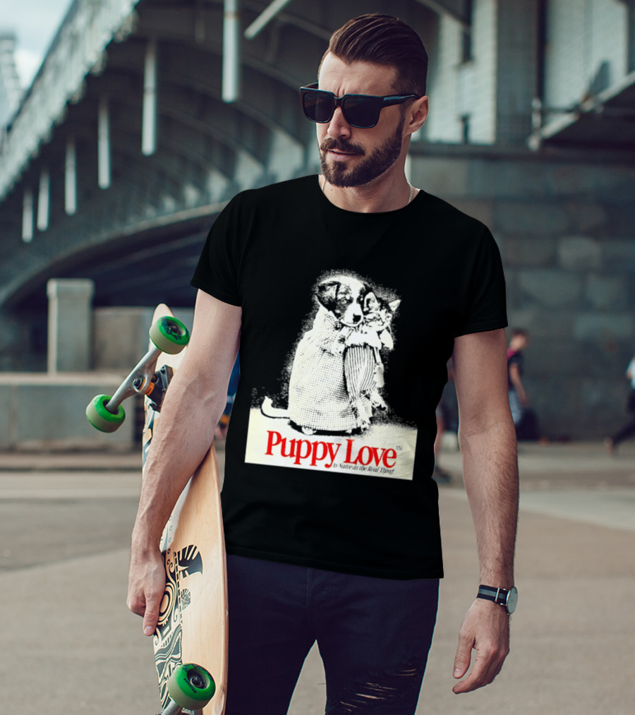 Puppy Love Naive Romance In Print T-Shirt