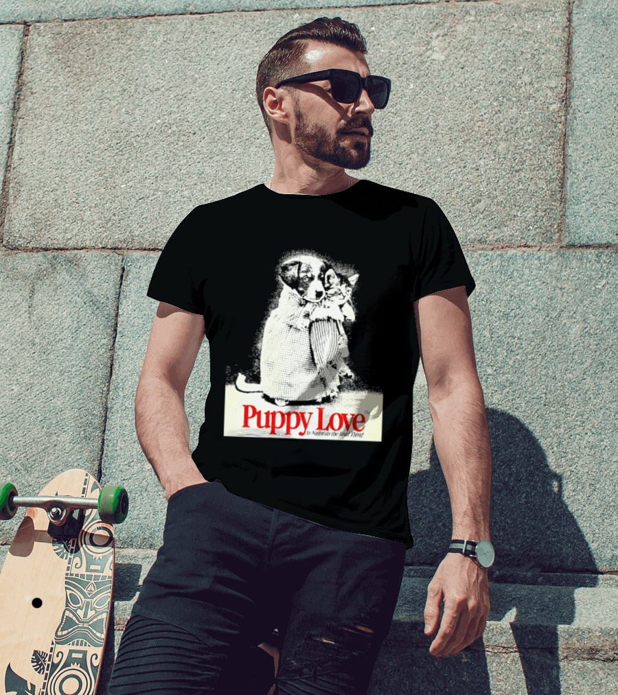 Puppy Love Naive Romance In Print T-Shirt