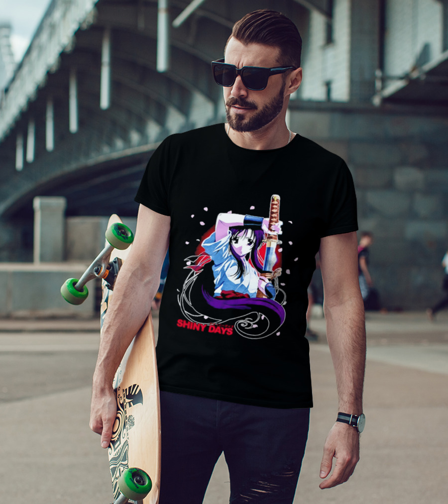 Shiny Days Anime Girl Katana Samurai T-Shirt