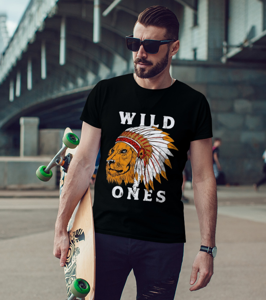 Wild Ones Lion Native American Headdress T-Shirt