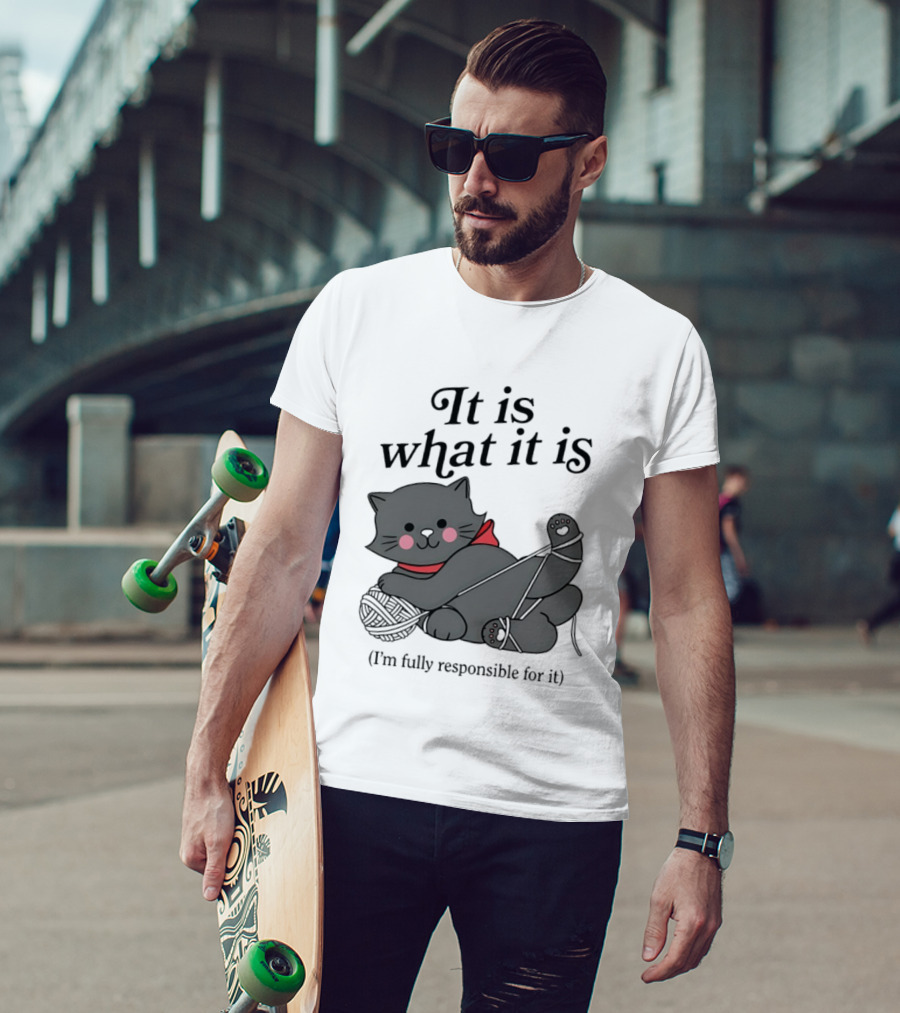 It Is What It Is Playful Cat With Yarn I'm Fully Responsible For It T-Shirt