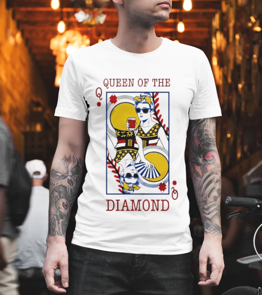 Queen Of The Diamond Playing Card Baseball T-Shirt