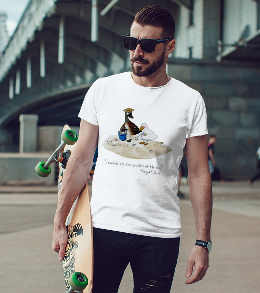 Seashells Are The Sprinkles Of The Sea Duck Holding Bucket T-Shirt