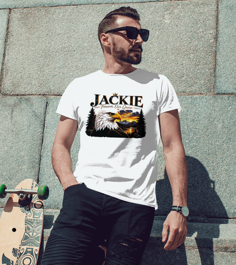 Jackie Forever Our Queen Eagle Sunset Mountain Scene T-Shirt
