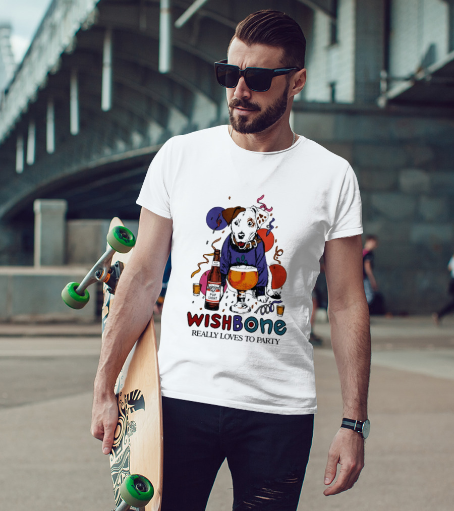 Wishbone Really Loves To Party Dog Beer Celebration T-Shirt