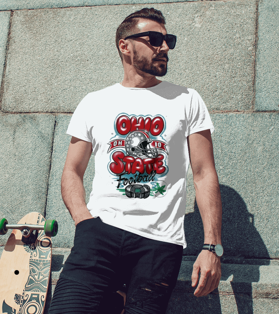 Ohio State Buckeyes Football 90s Bootleg Airbrush Helmet Stadium T-Shirt