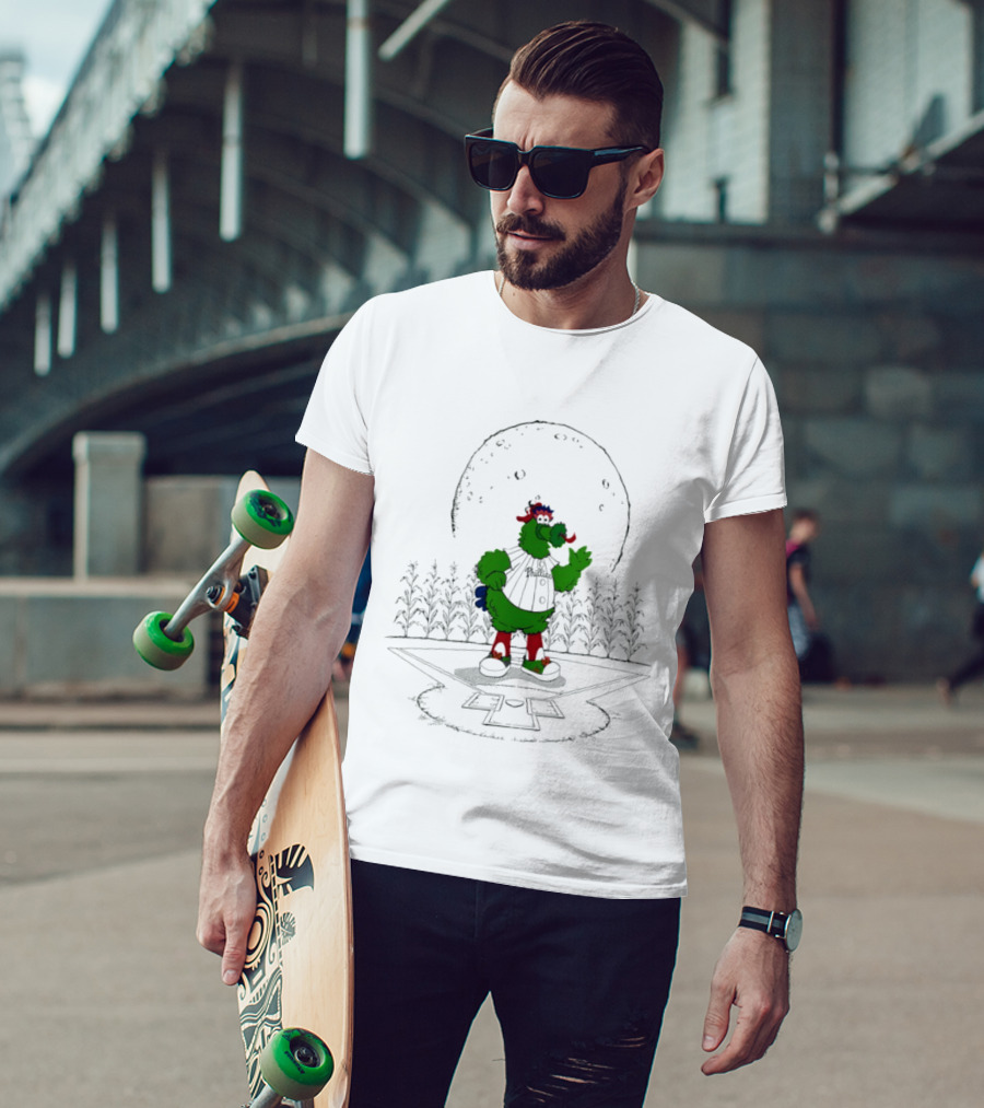 Philadelphia Phillies Phanatic MLB 2026 Season Field Of Dreams Moonlit Scene T-Shirt