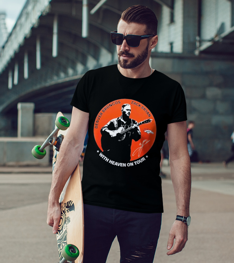 Denver Broncos 2026 Zach Bryan With Heaven On Tour Football Collaboration T-Shirt