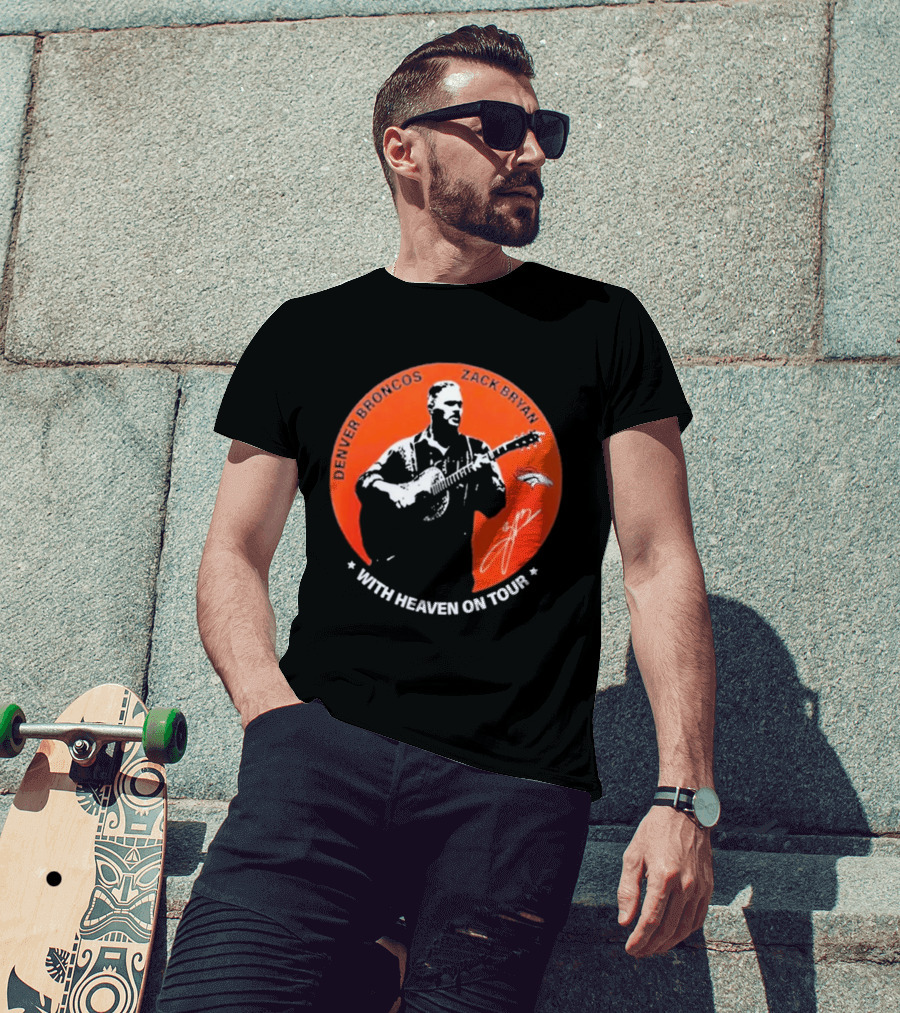 Denver Broncos 2026 Zach Bryan With Heaven On Tour Football Collaboration T-Shirt