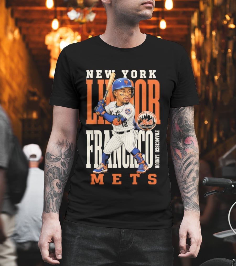 New York Lindor Francisco Mets 2026 Baseball Caricature T-Shirt