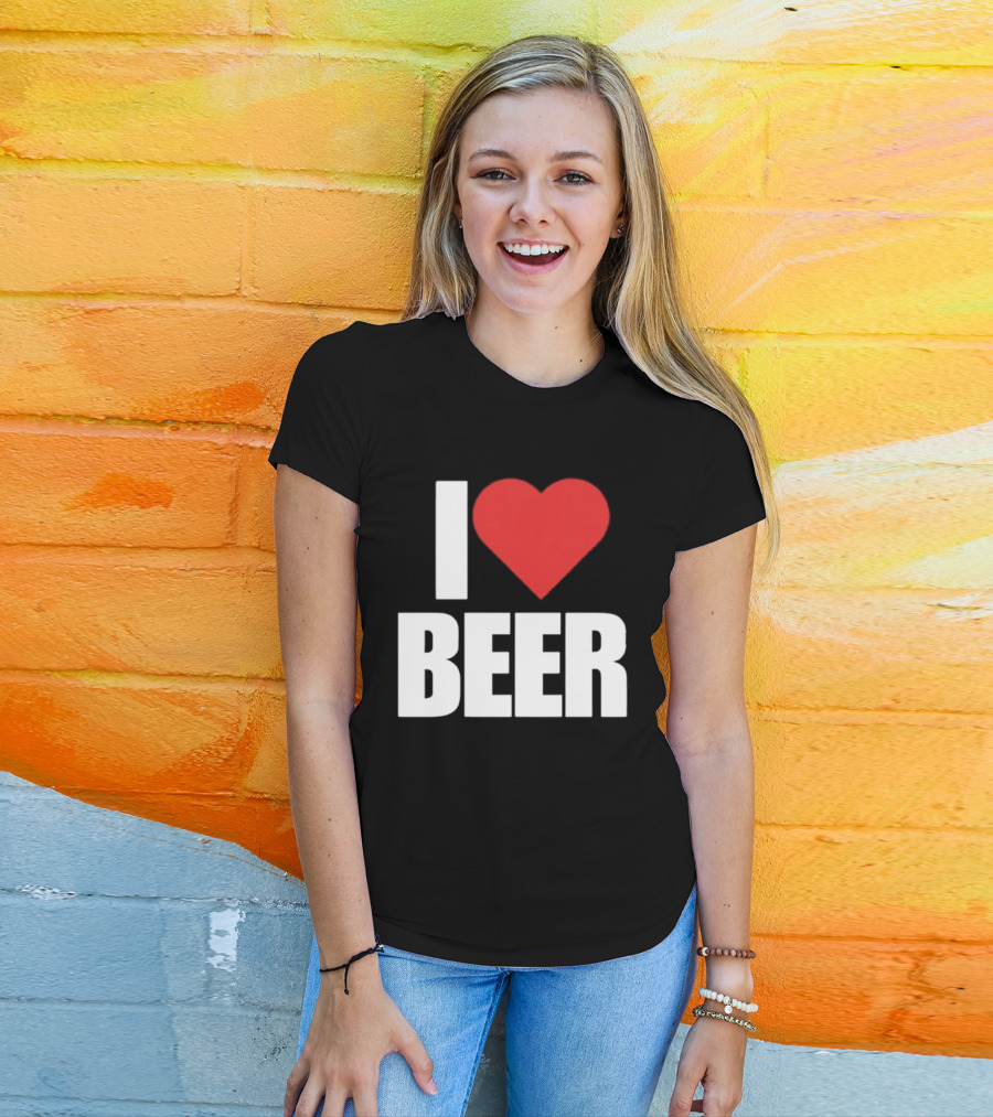 I Love Beer Bold Red Heart T-Shirt