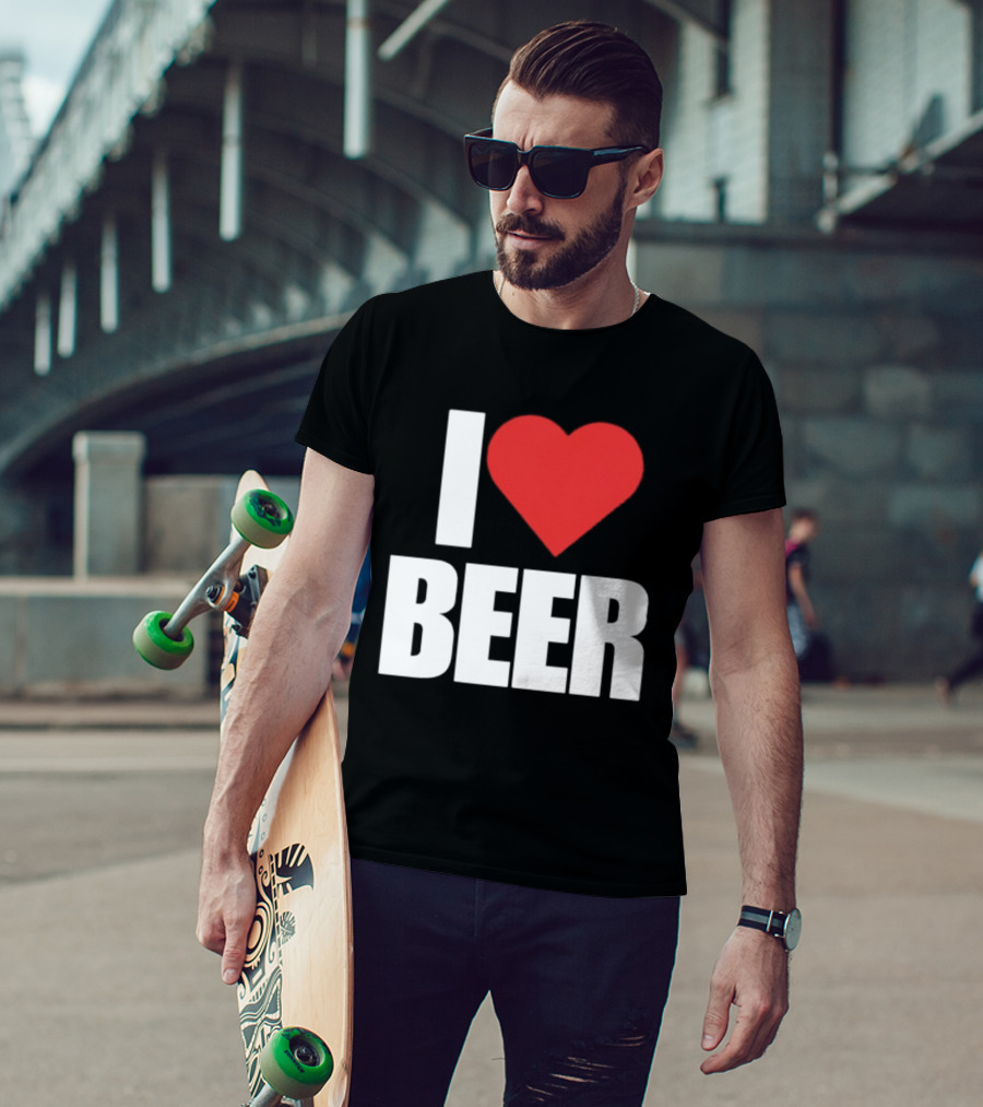 I Love Beer Bold Red Heart T-Shirt