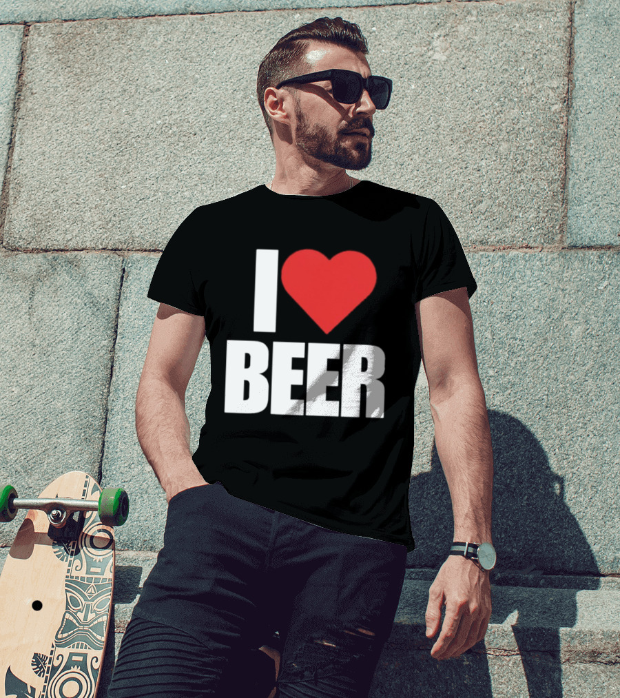 I Love Beer Bold Red Heart T-Shirt
