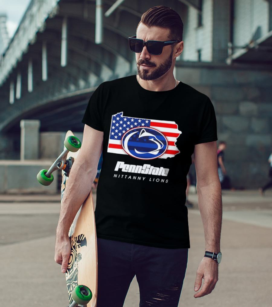 Penn State Nittany Lions Pennsylvania Flag American Pride T-Shirt
