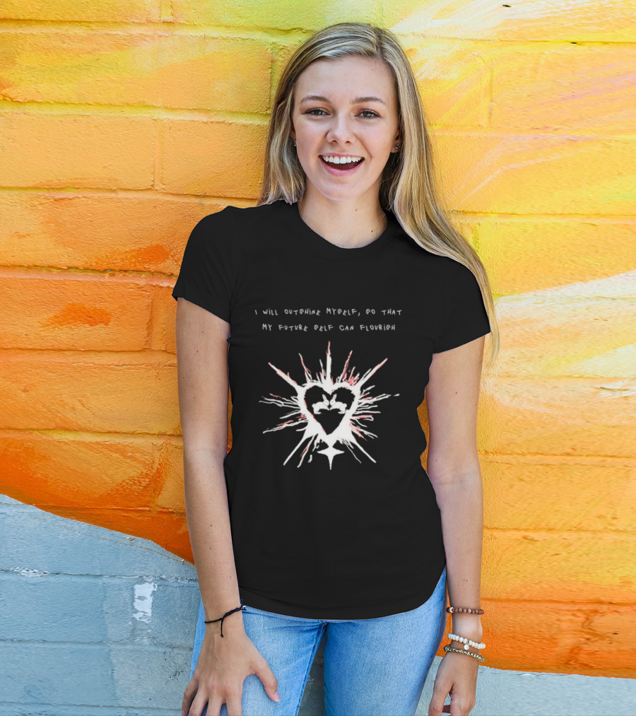 I Will Outshine Myself So That My Future Self Can Flourish Rabbits Heart Motif T-Shirt
