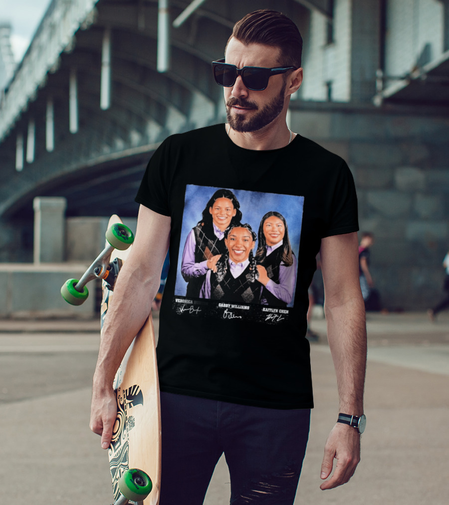 Veronica Burton Gabby Williams Kaitlyn Chen Step Brothers Argyle Sweater Purple T-Shirt