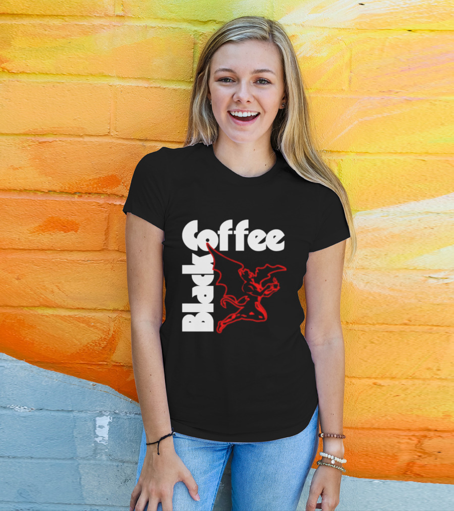 Black Coffee Devil Caffeine Drinking T-Shirt