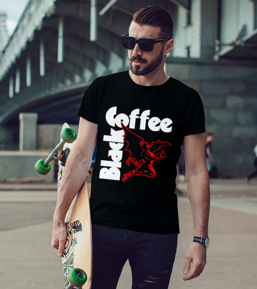 Black Coffee Devil Caffeine Drinking T-Shirt