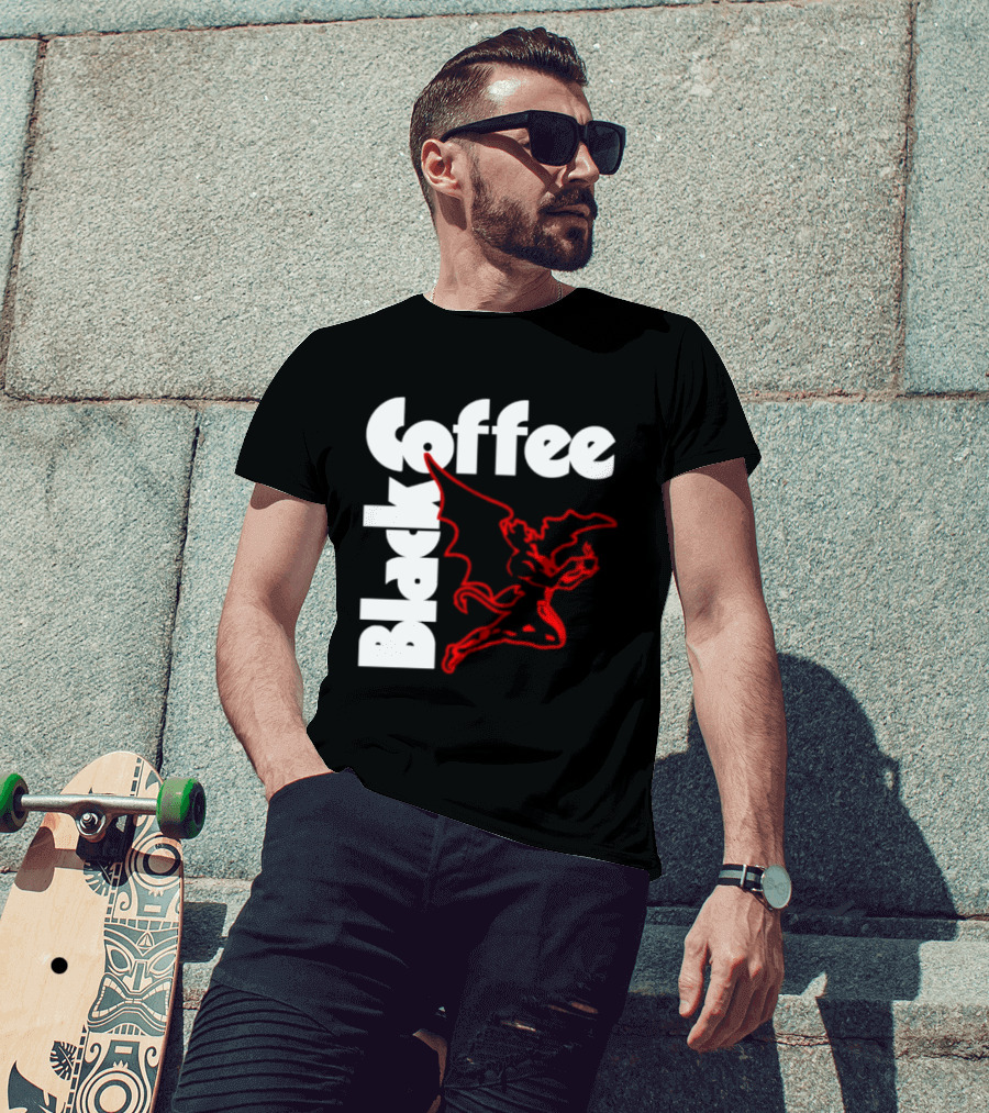 Black Coffee Devil Caffeine Drinking T-Shirt