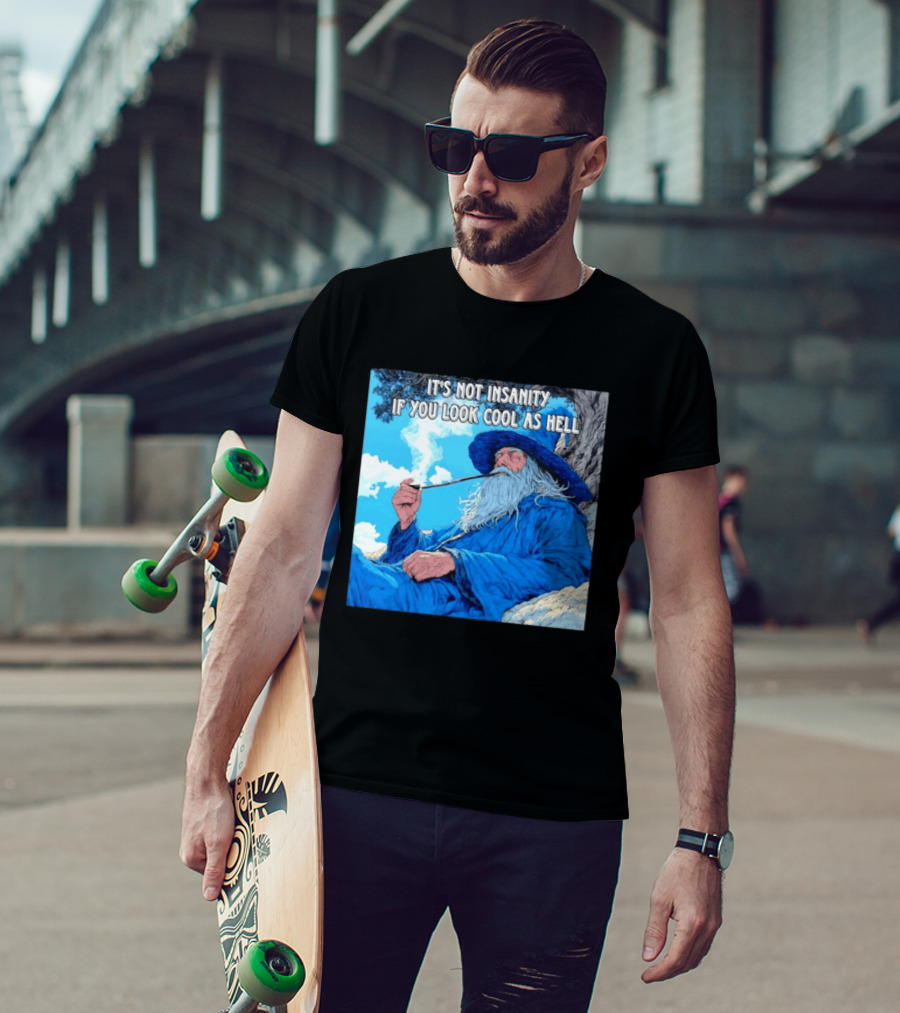 It's Not Insanity If You Look Cool As Hell Wizard Smoking Pipe T-Shirt