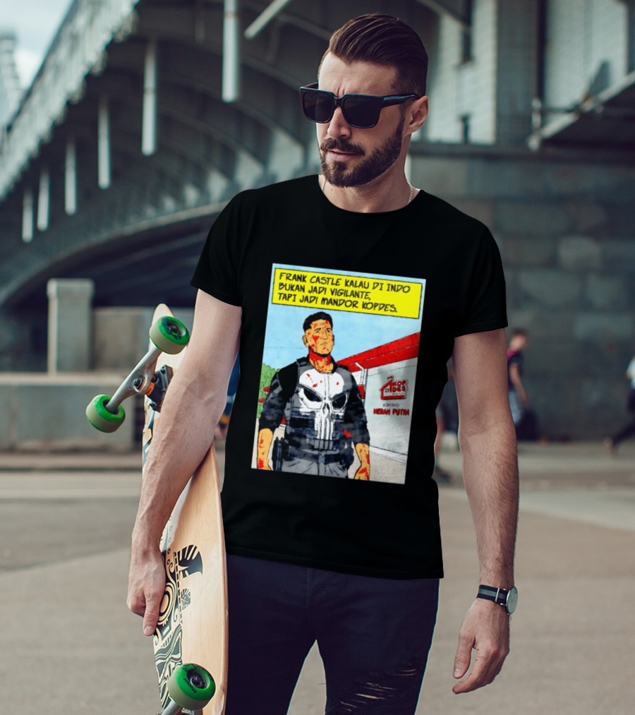 Frank Castle Kalau Di Indo Bukan Jadi Vigilante Tapi Jadi Mandor Kopdes Koperasi Merah Putih Marvel Comics T-Shirt