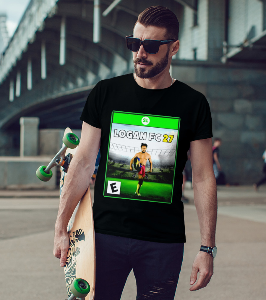 LOGAN FC 27 Soccer Game Box Art With Player In Stadium T-Shirt