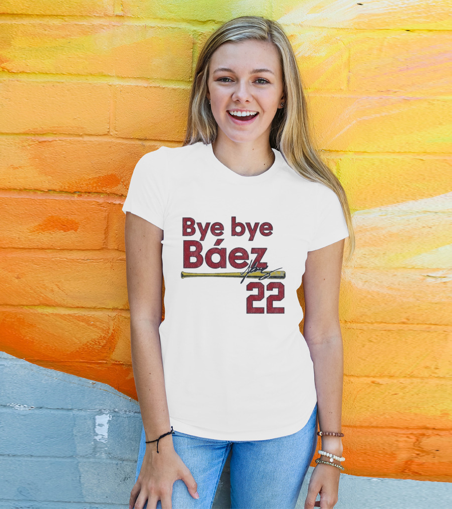 Bye Bye Báez St. Louis Cardinals MLB 2026 Number 22 Baseball Bat Signature T-Shirt