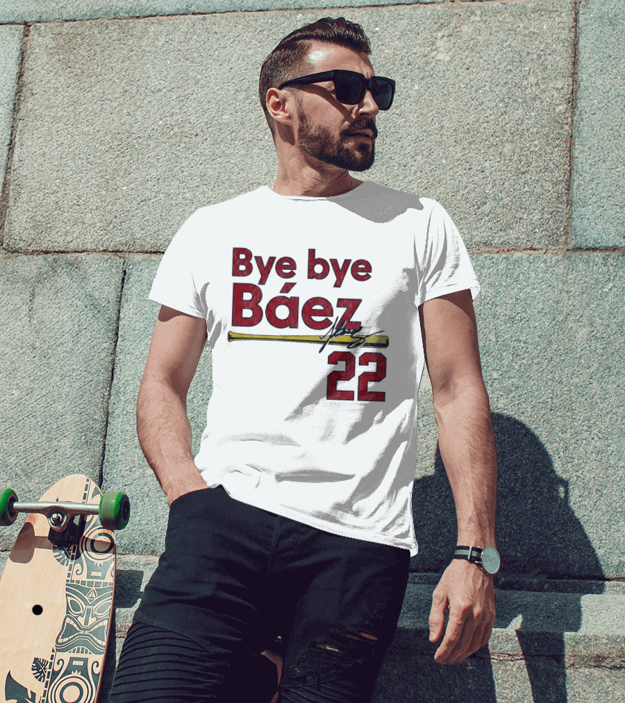Bye Bye Báez St. Louis Cardinals MLB 2026 Number 22 Baseball Bat Signature T-Shirt
