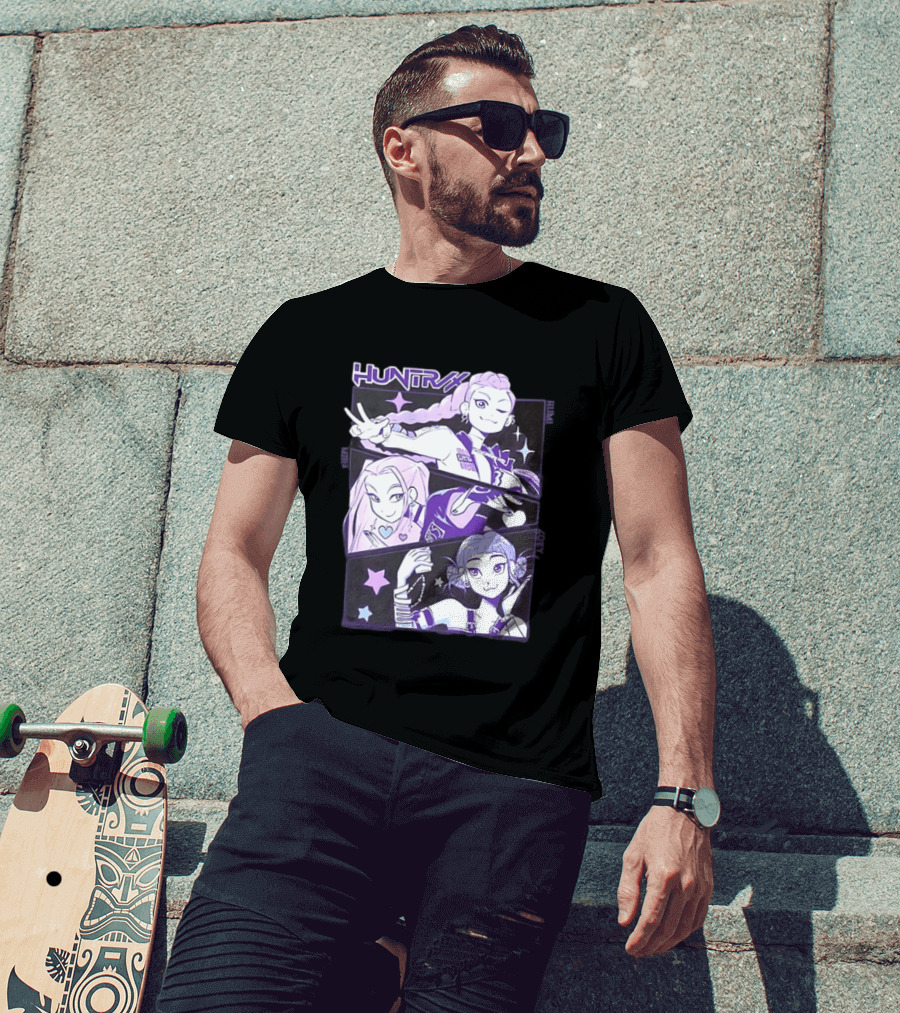 Huntrix Rumi Mira Zoey K POP World Tour Demon Hunters 2 Sided T-Shirt