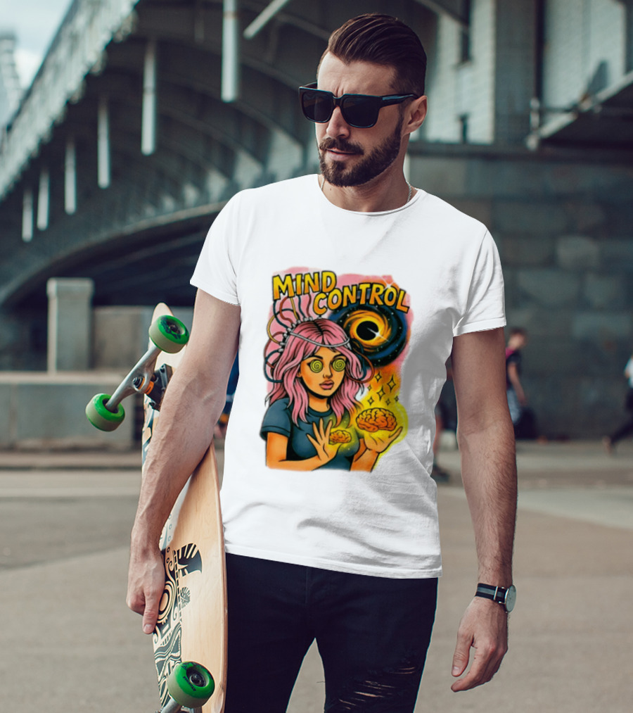 Mind Control Teen Hearts Psychedelic Black Hole Spiral Eyes Brain Magic T-Shirt