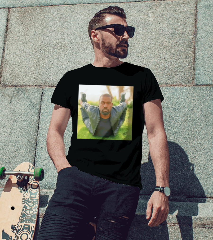 Kanye West Ye Meme Photo Iconic Pose Lying On Grass T-Shirt