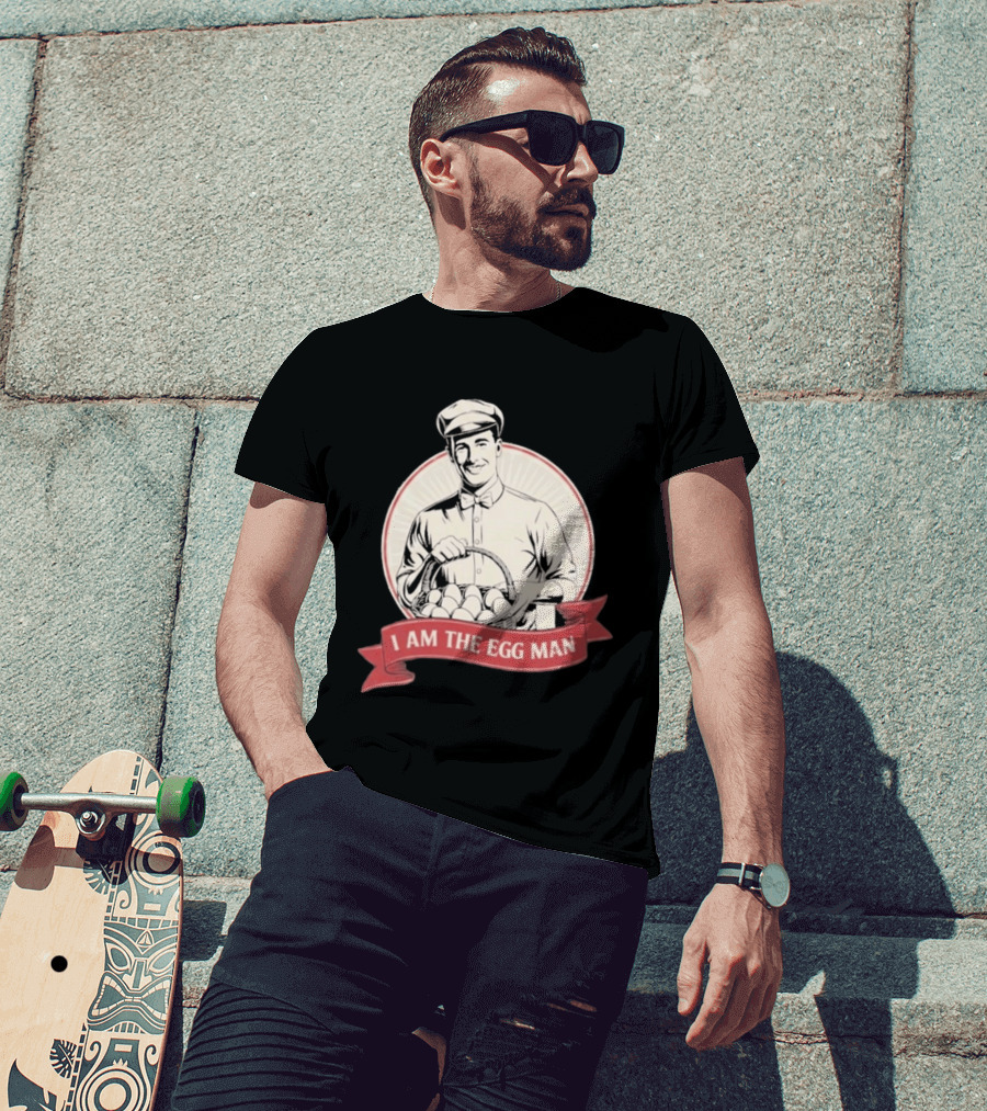 I Am The Egg Man Retro Figure With Basket Of Eggs T-Shirt