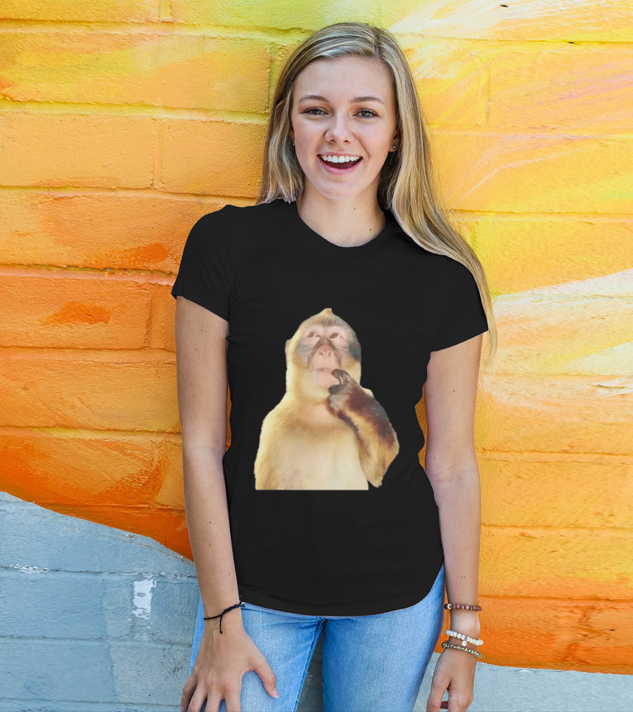 Pondering Monkey Curious Expression Contemplation T-Shirt