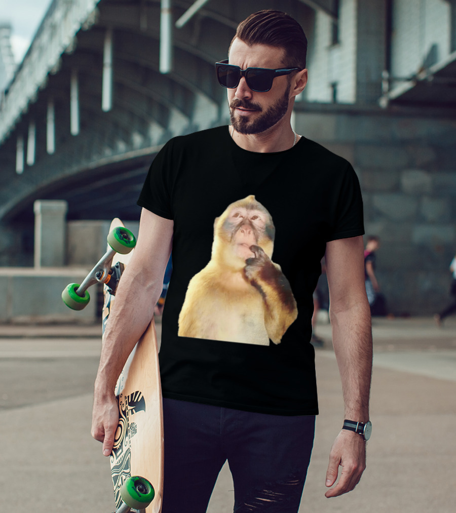 Pondering Monkey Curious Expression Contemplation T-Shirt