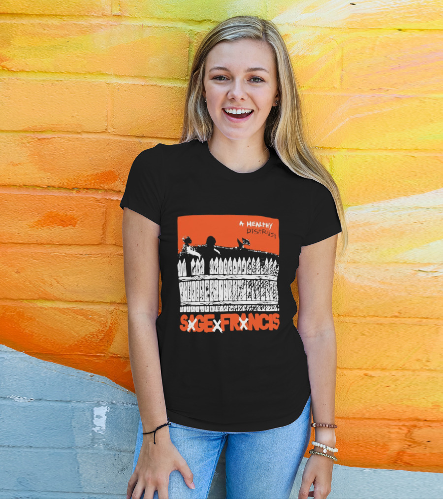 Sage Francis A Healthy Distrust Hip Hop Silhouette White Fence Red T-Shirt