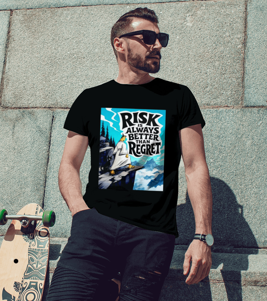 Samurai Jack Risk Is Always Better Than Regret Mountain Scene T-Shirt