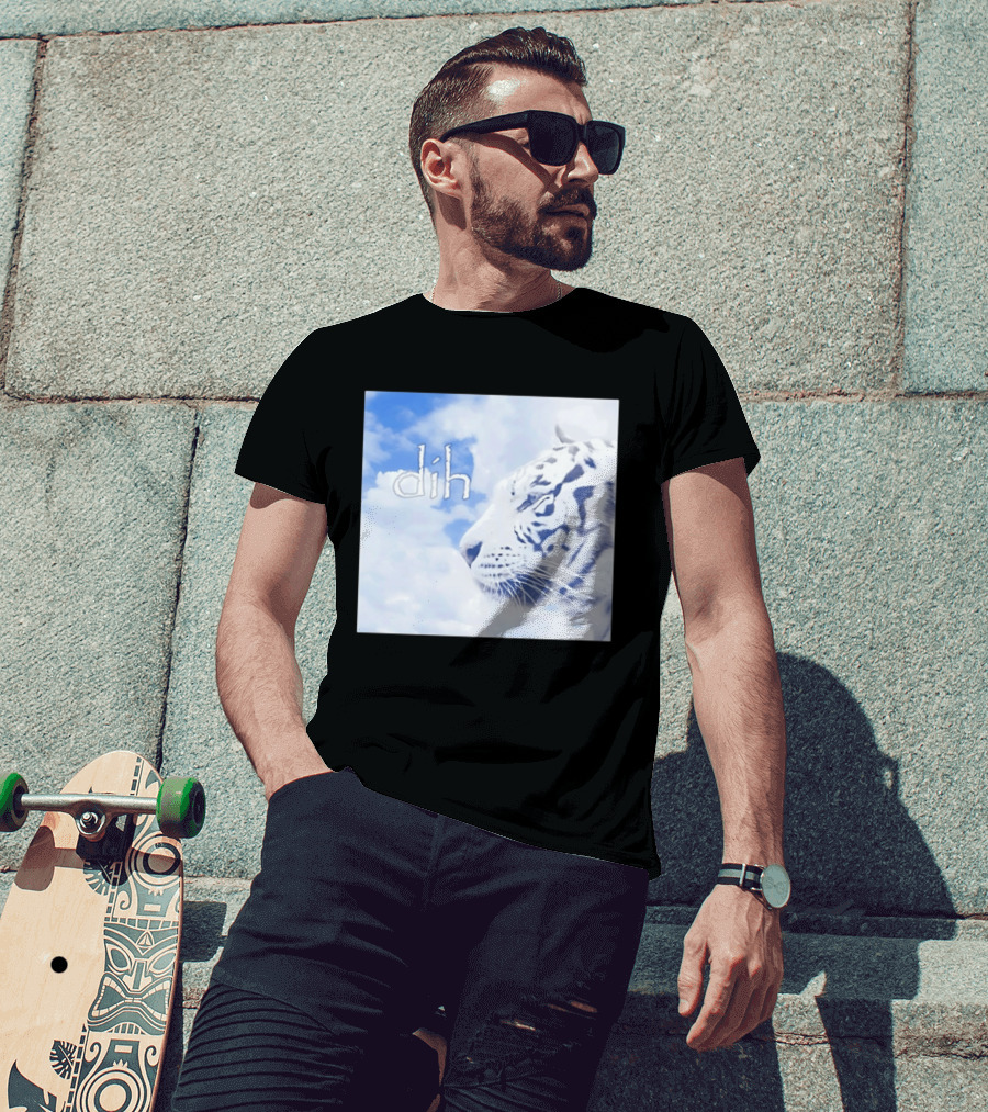 Tiger Dih Majestic Clouds White Bengal Tiger Profile T-Shirt