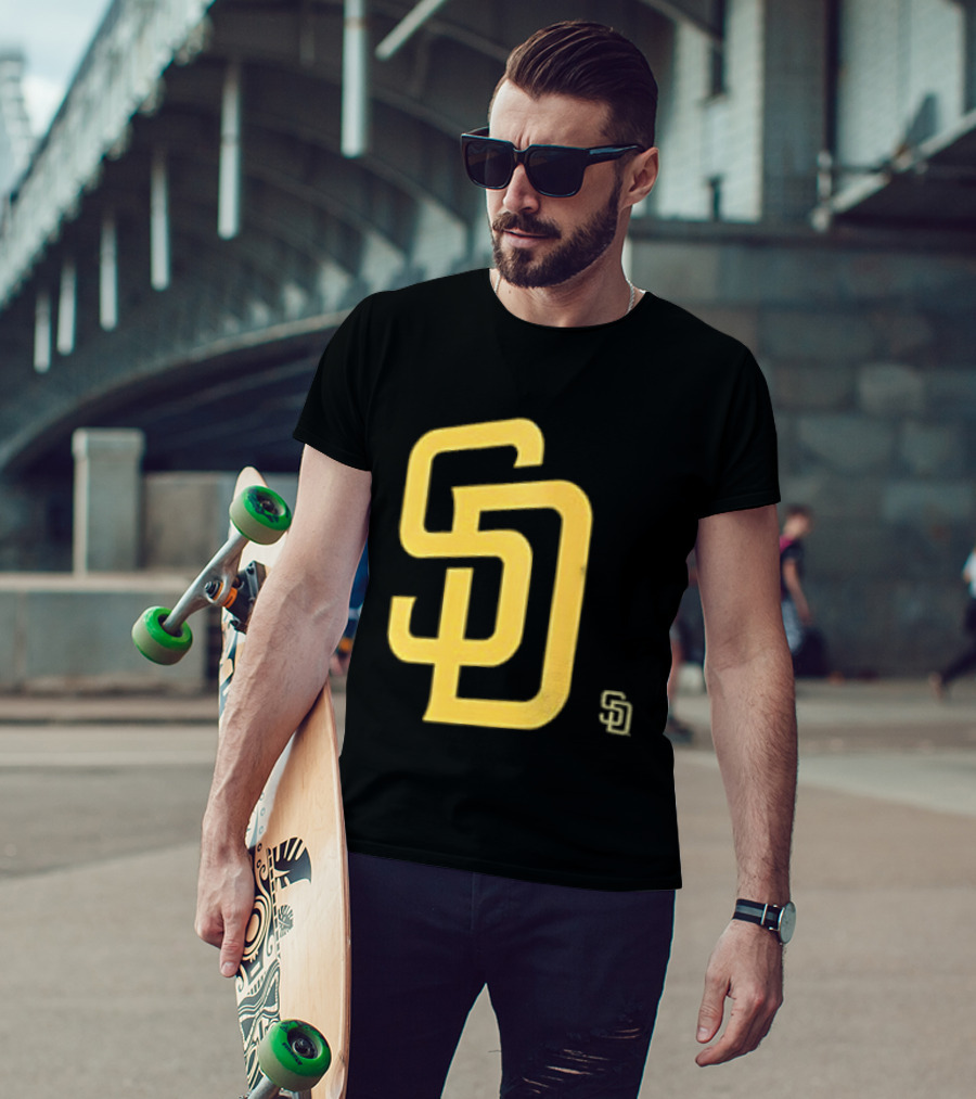 San Diego Padres SD Logo Cartoon 2 Sided T-Shirt