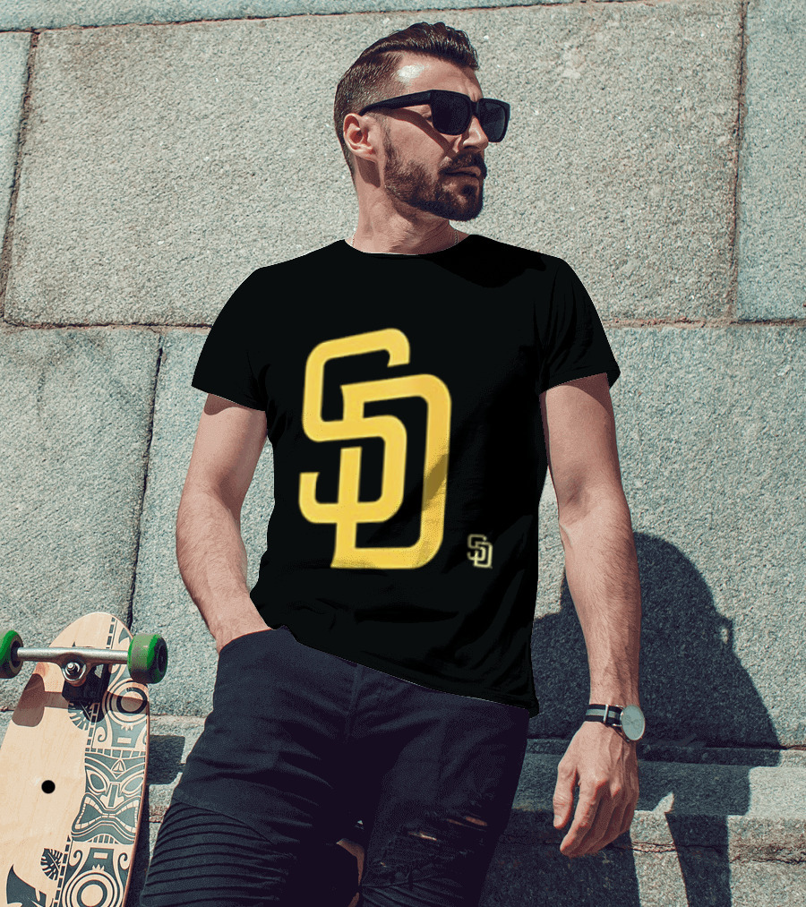 San Diego Padres SD Logo Cartoon 2 Sided T-Shirt