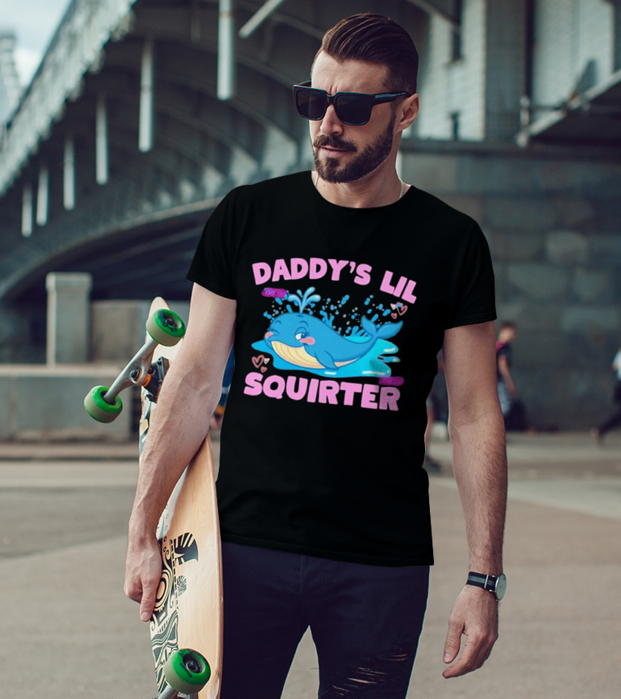 Daddy's Lil Squirter Cute Whale Bubbles And Hearts T-Shirt