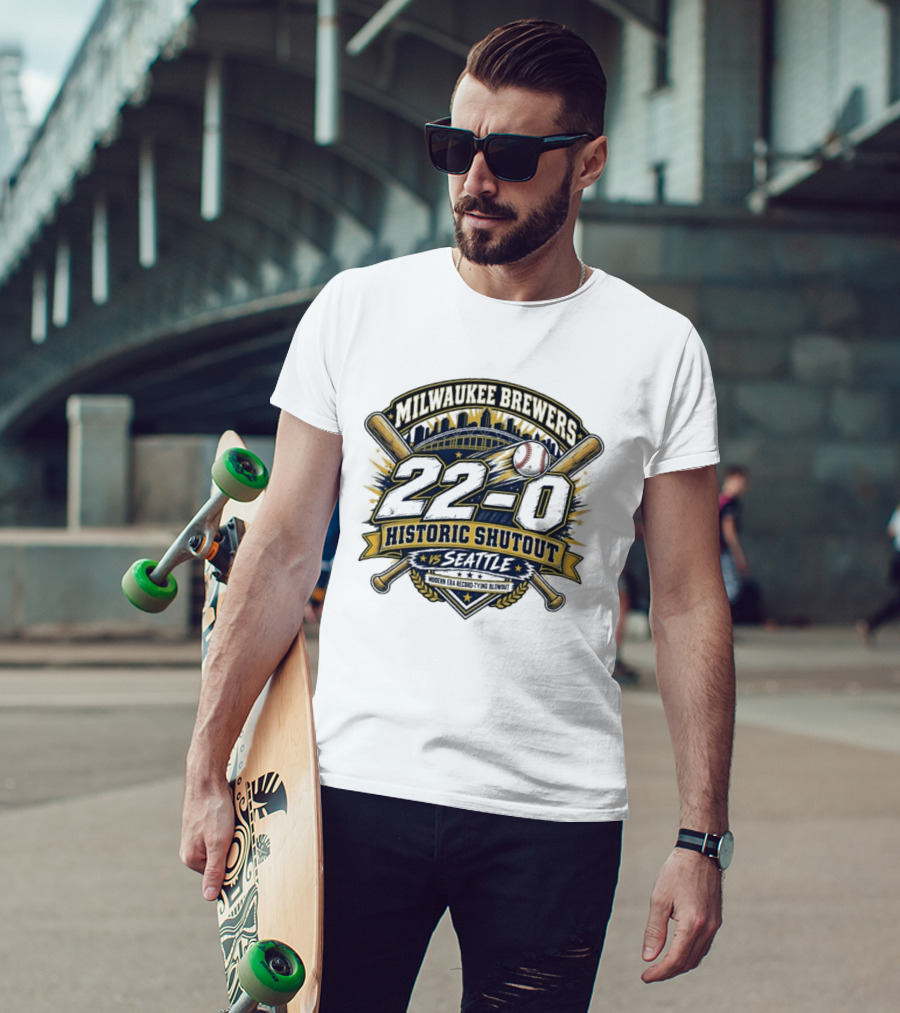 Milwaukee Brewers 22 0 Historic Shutout Vs Seattle Modern Era Record Tying Blowout T-Shirt