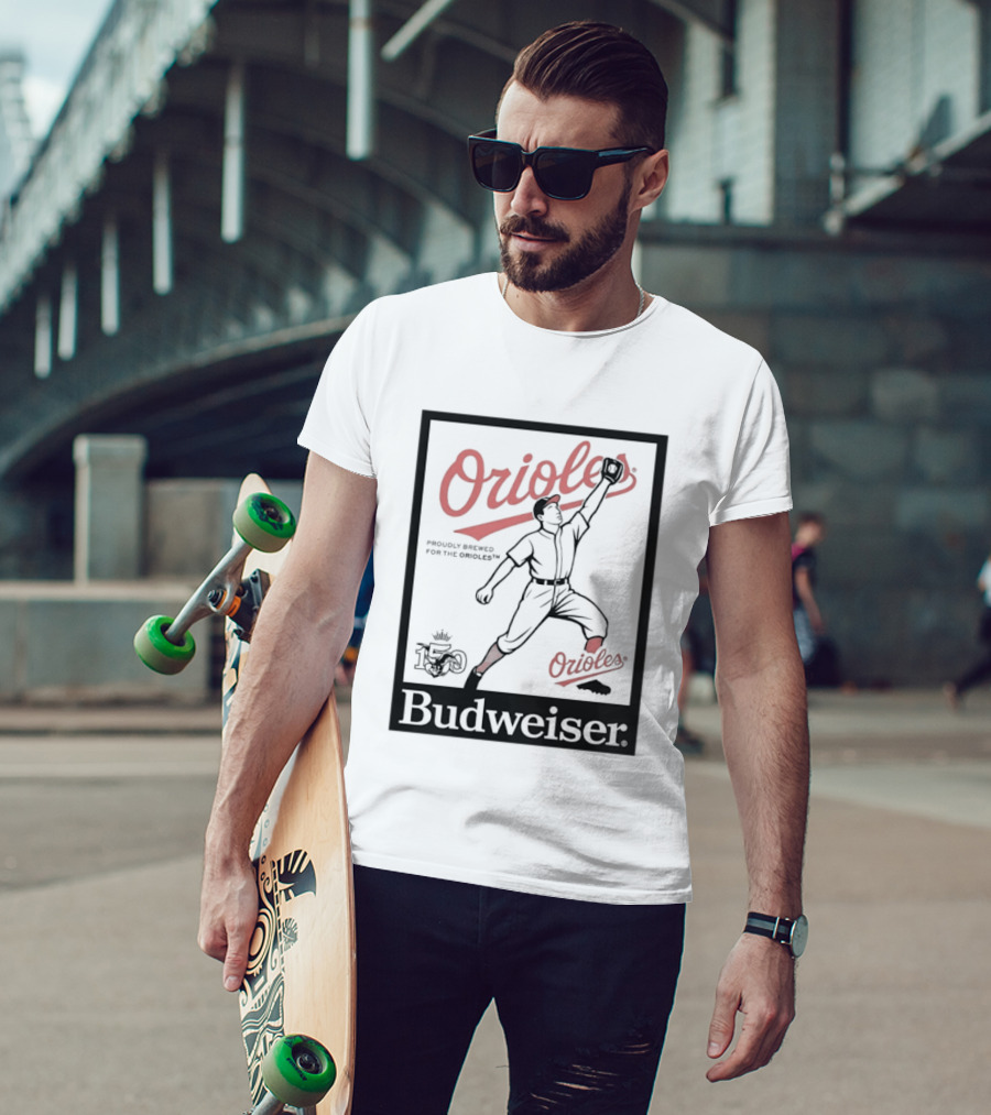 Budweiser 150 Years Orioles Baseball Vintage Player With Ball T-Shirt